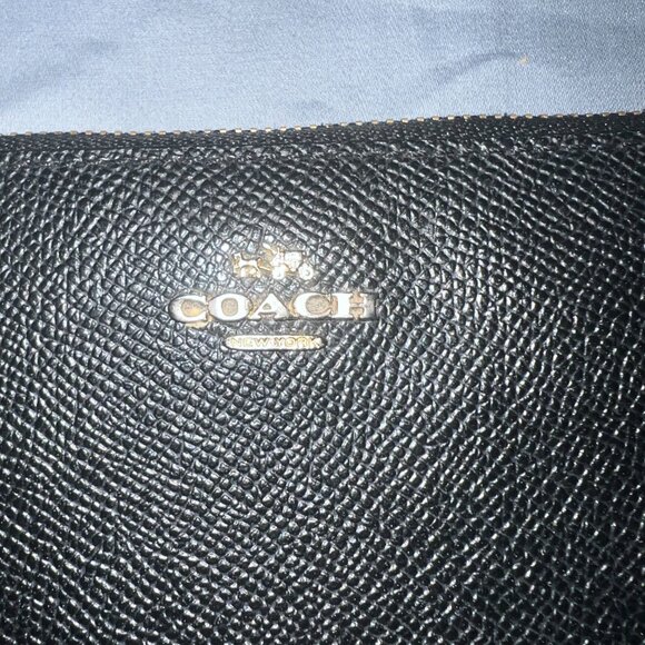 NWOT Vintage '99 Coach Accordion Zip Around Medium Wallet - Black Pebble Leather - Picture 2 of 6